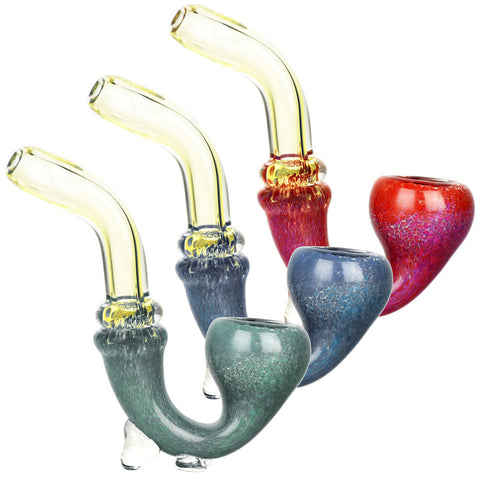 Fritted Flow Stand-up Glass Sherlock Pipe - 5" / Colors Vary